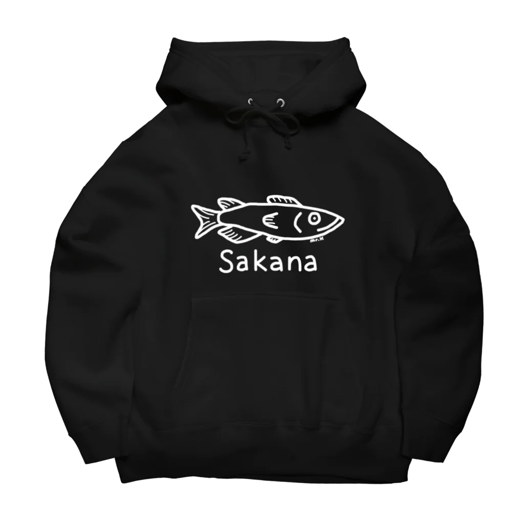 MrKShirtsのSakana (魚) 白デザイン ビッグシルエットパーカー