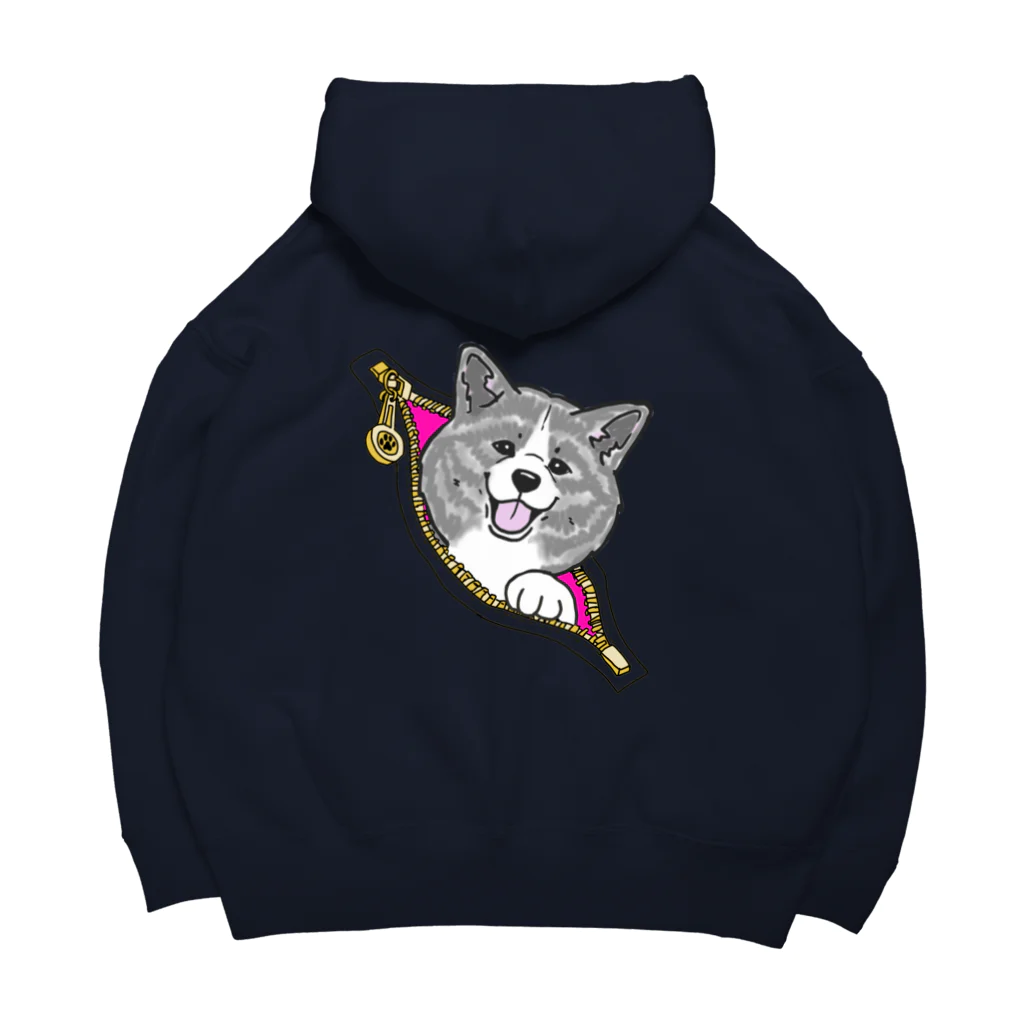 春風工房の背中から虎毛秋田犬 Big Hoodie