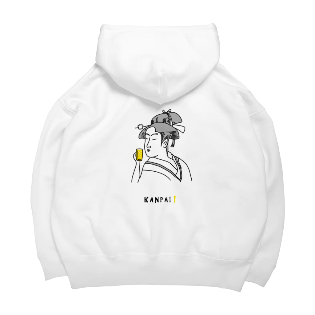 ビールとアート TM-3 Designの名画 × BEER（美人画）黒線画 Big Hoodie