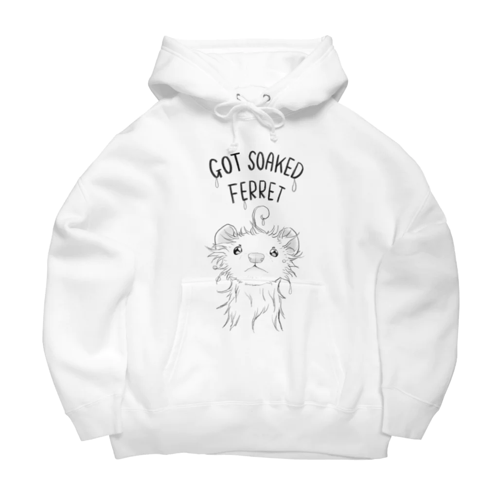 いちごだわし🐹のずぶ濡れイタチホワイト Big Hoodie