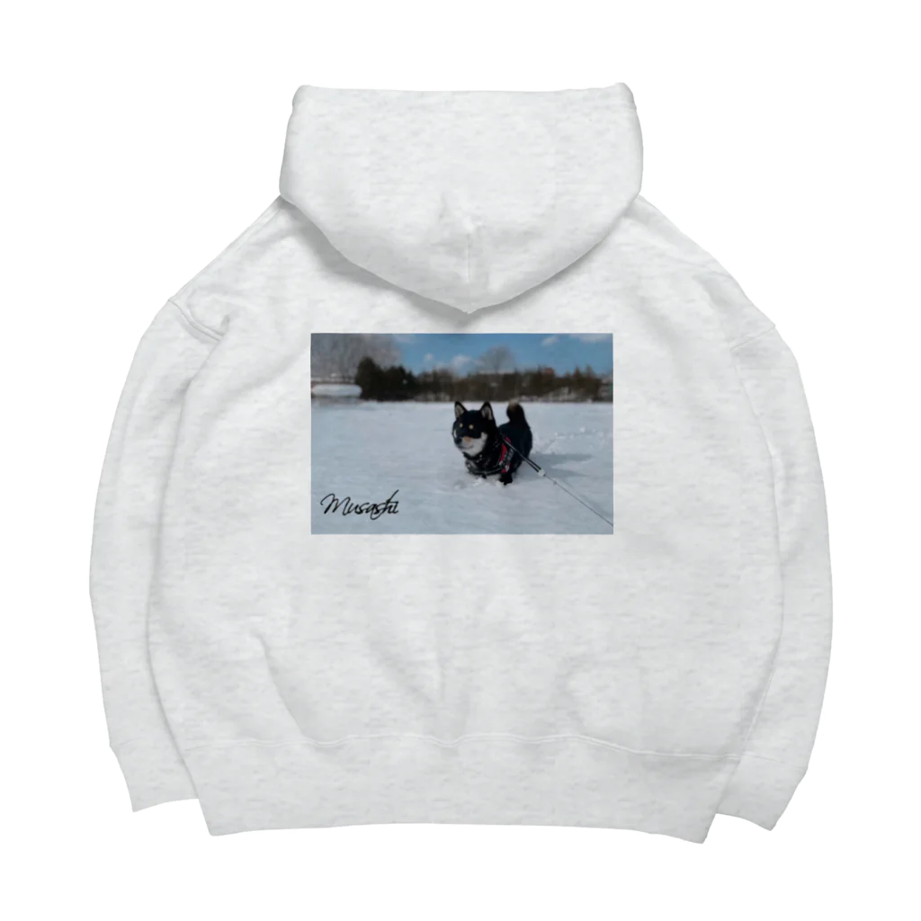 柴犬むさしのMusashi 雪パーカー（黒ロゴ） Big Hoodie