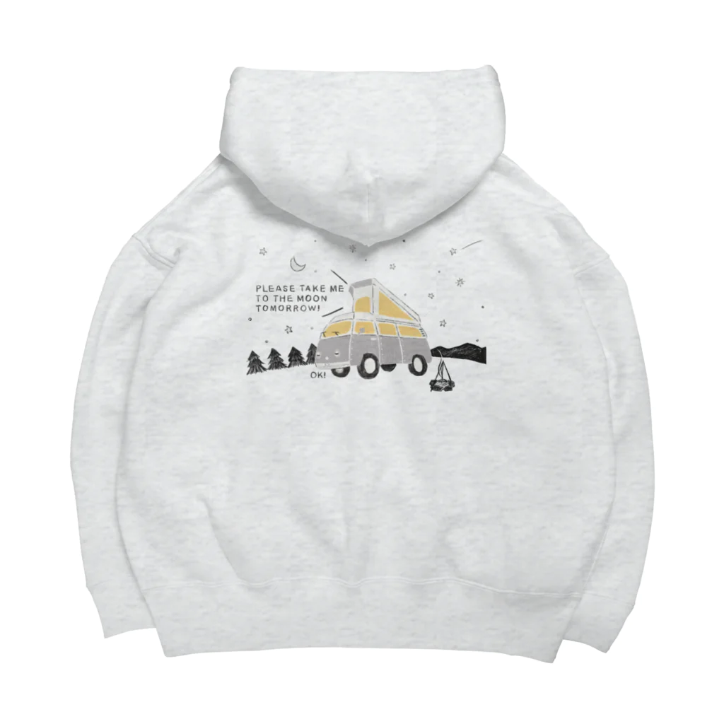 kiki25のキャンピングカーとgo to the moon!  (黒ライン) Big Hoodie