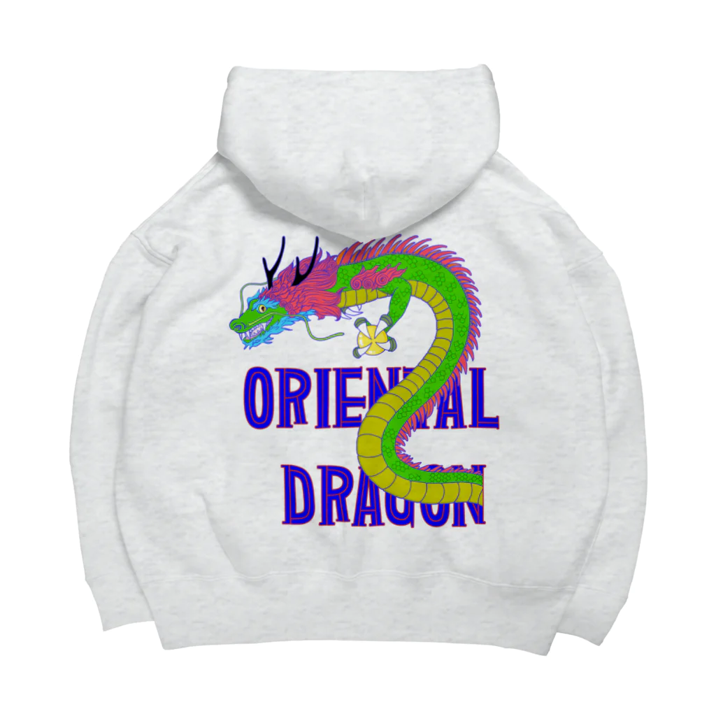 LalaHangeulのORIENTAL DRAGON（龍）英字 バックプリント Big Hoodie