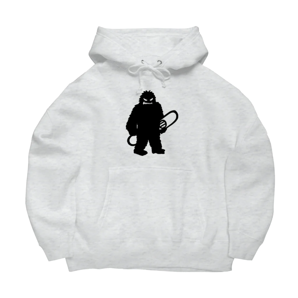 QUQU_WORKSのスノーボードを抱えるイエティ ブラック Big Hoodie