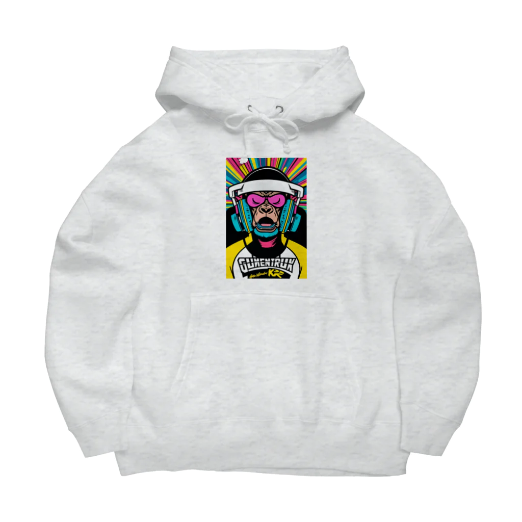 ビューティフルハードコアイラストレーション-DESIGN STOREのカラフルミュージックゴリラ Big Hoodie