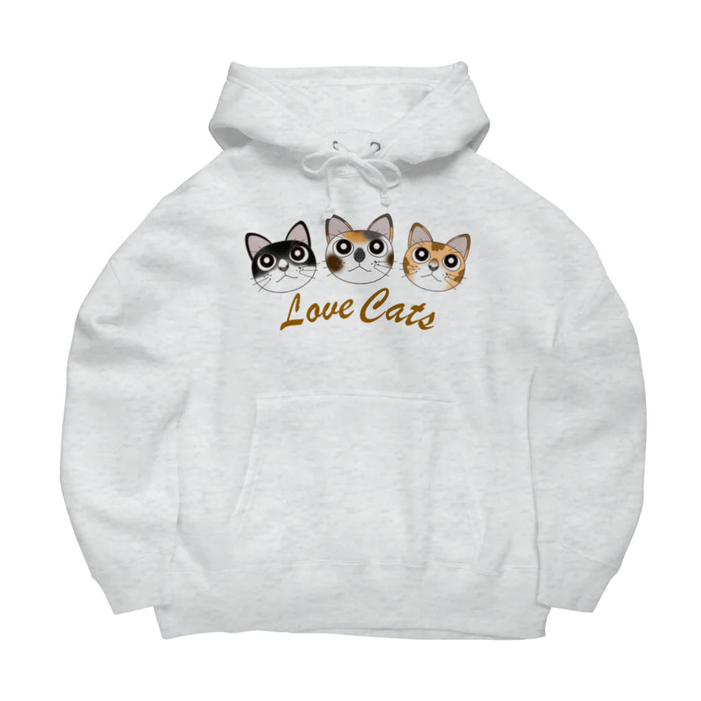 ロゴTシャツのひよこ堂の猫 ねこ ネコ Love Cats Tシャツ バッグ 帽子 スマホケース ベビー用品 等 Big Hoodie