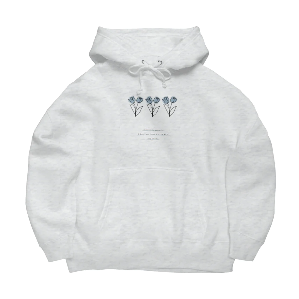 rilybiiの paint grayblue* line logo M message Big Hoodie