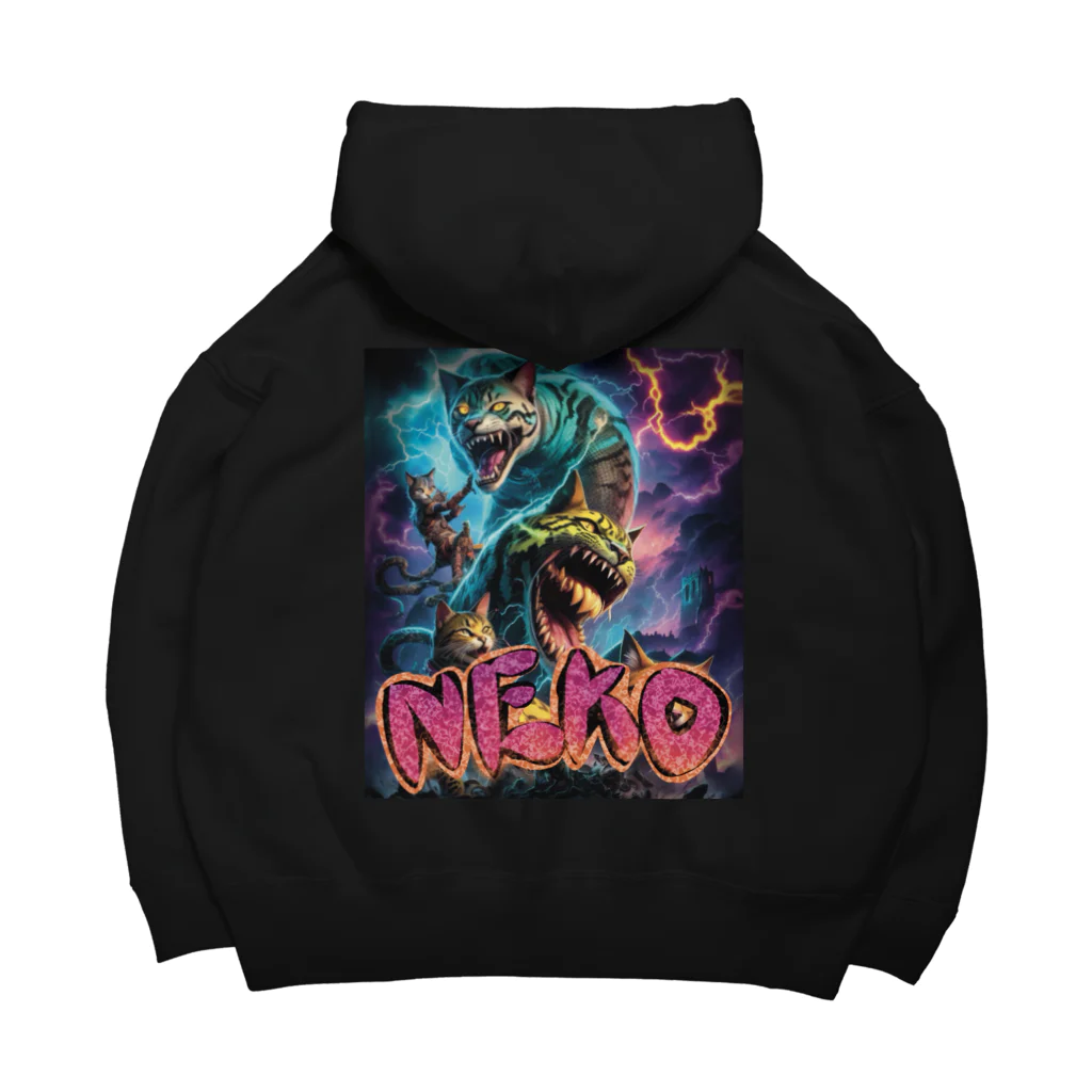 NEKOMETALの行け！疾風迅雷ねじり猫（バックプリント） Big Hoodie