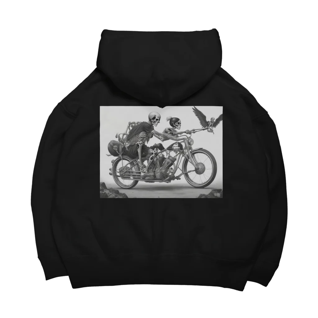 Skull sectionのバイクとドクロ（黒メイン） Big Hoodie