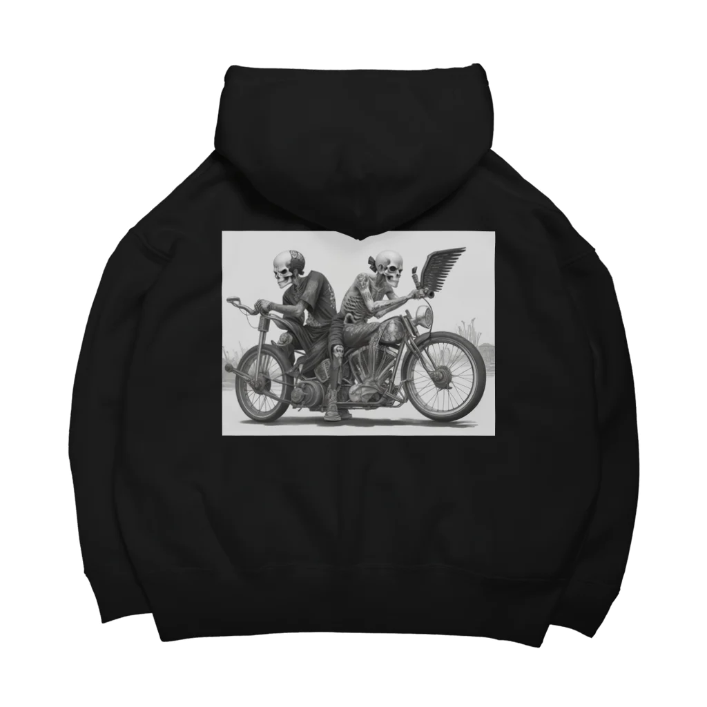 Skull sectionのバイクとドクロ（黒メイン） Big Hoodie