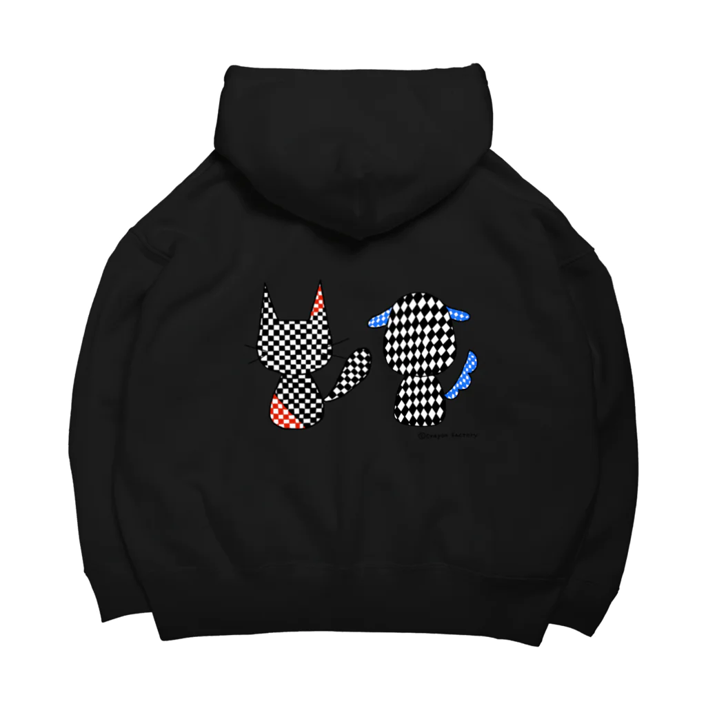 クレヨン工房のいつも一緒のネコと犬 Big Hoodie