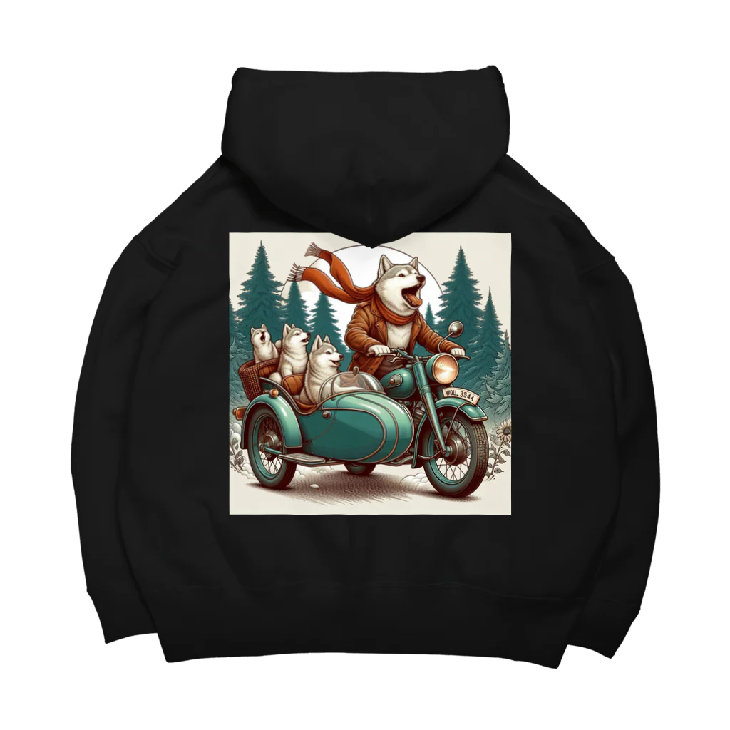 シマのバイクに乗る狼の親子 Big Hoodie