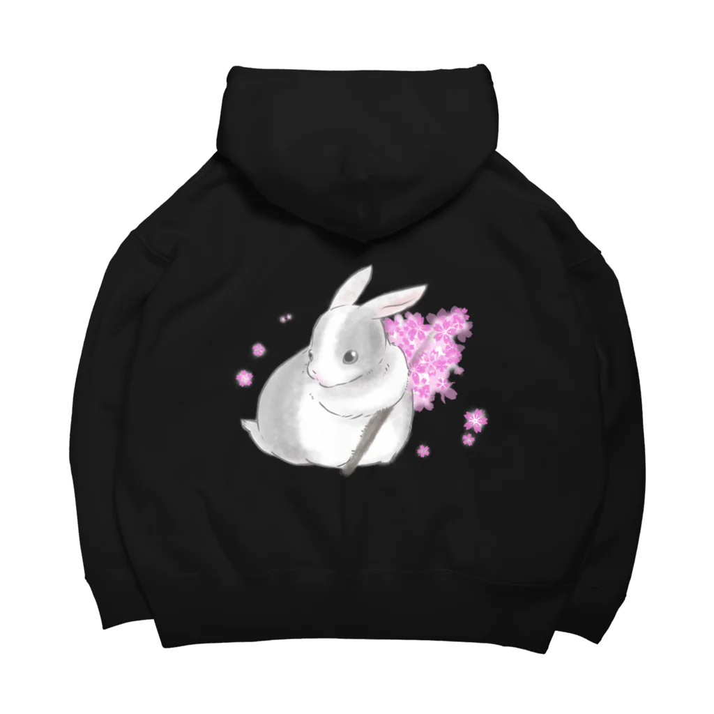 おもちショップの桜の枝とミニウサギ Big Hoodie