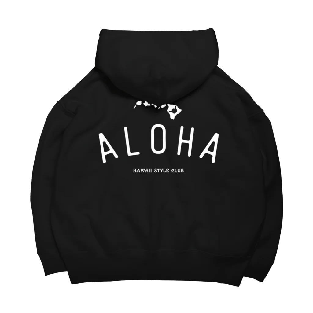 ハワイスタイルクラブの〔Back Print〕 ALOHA ISLANDS WHT LOGO ビッグシルエットパーカー