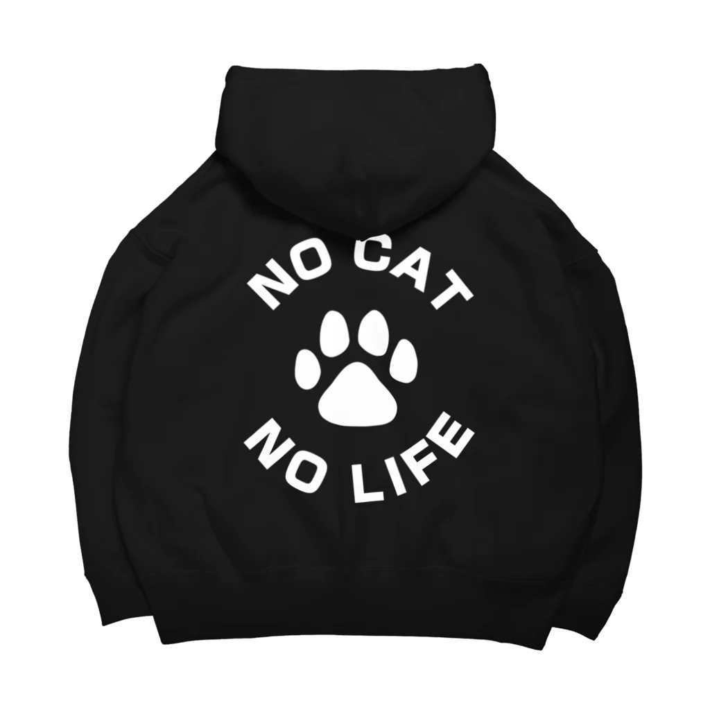 NO CAT NO LIFE 肉球 白抜き バックプリント ビッグシルエットパーカー