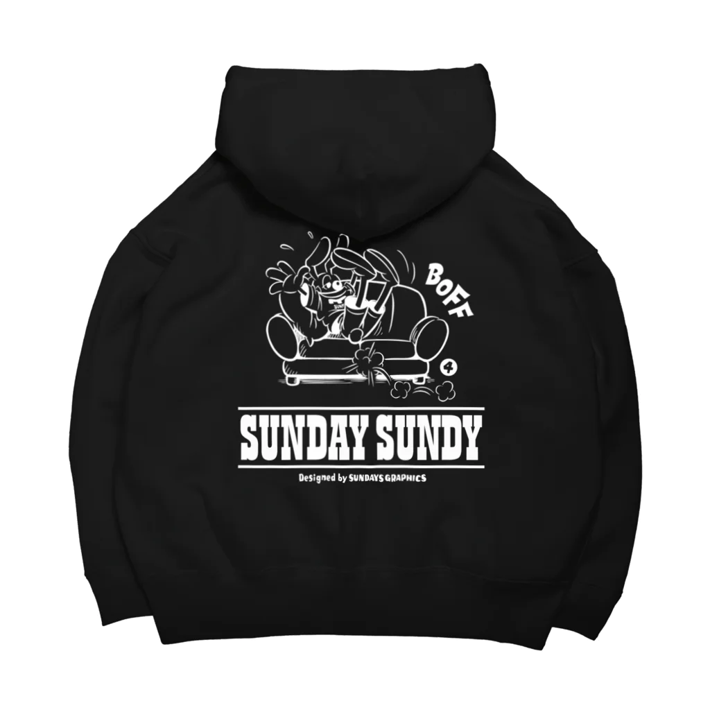 SUNDAYS GRAPHICSのSUNDAY SUNDY No.4 (白ロゴ) ビッグシルエットパーカー