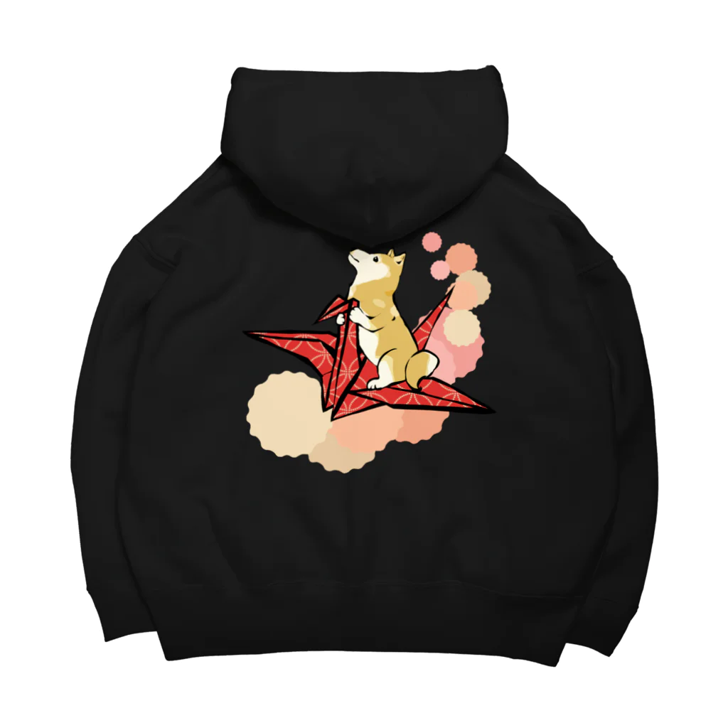 犬グッズの店しえるぶるーの折り鶴　柴犬　赤 Big Hoodie