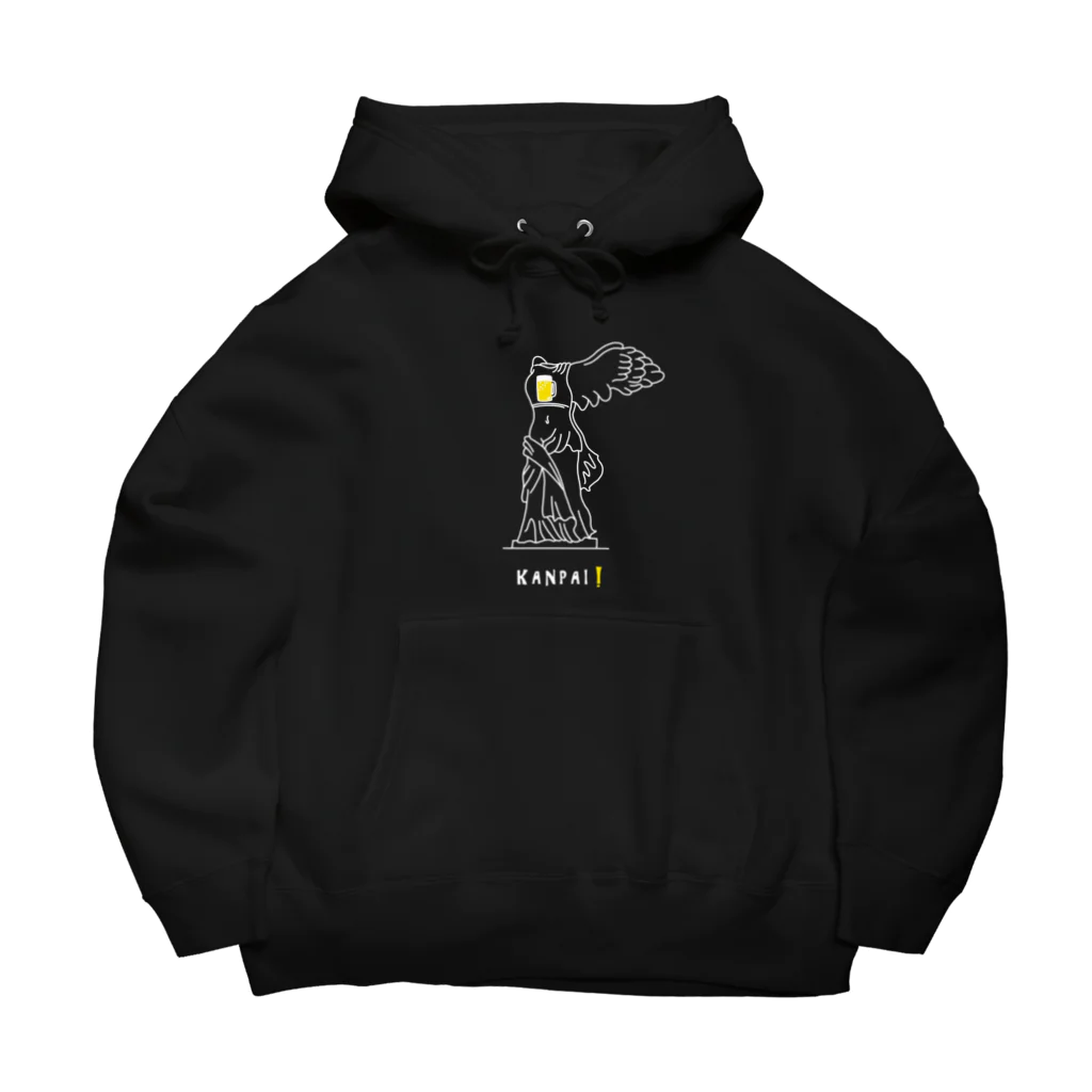 ビールとアート TM-3 Designの彫刻 × BEER（サモトラケのニケ）白線画 Big Hoodie