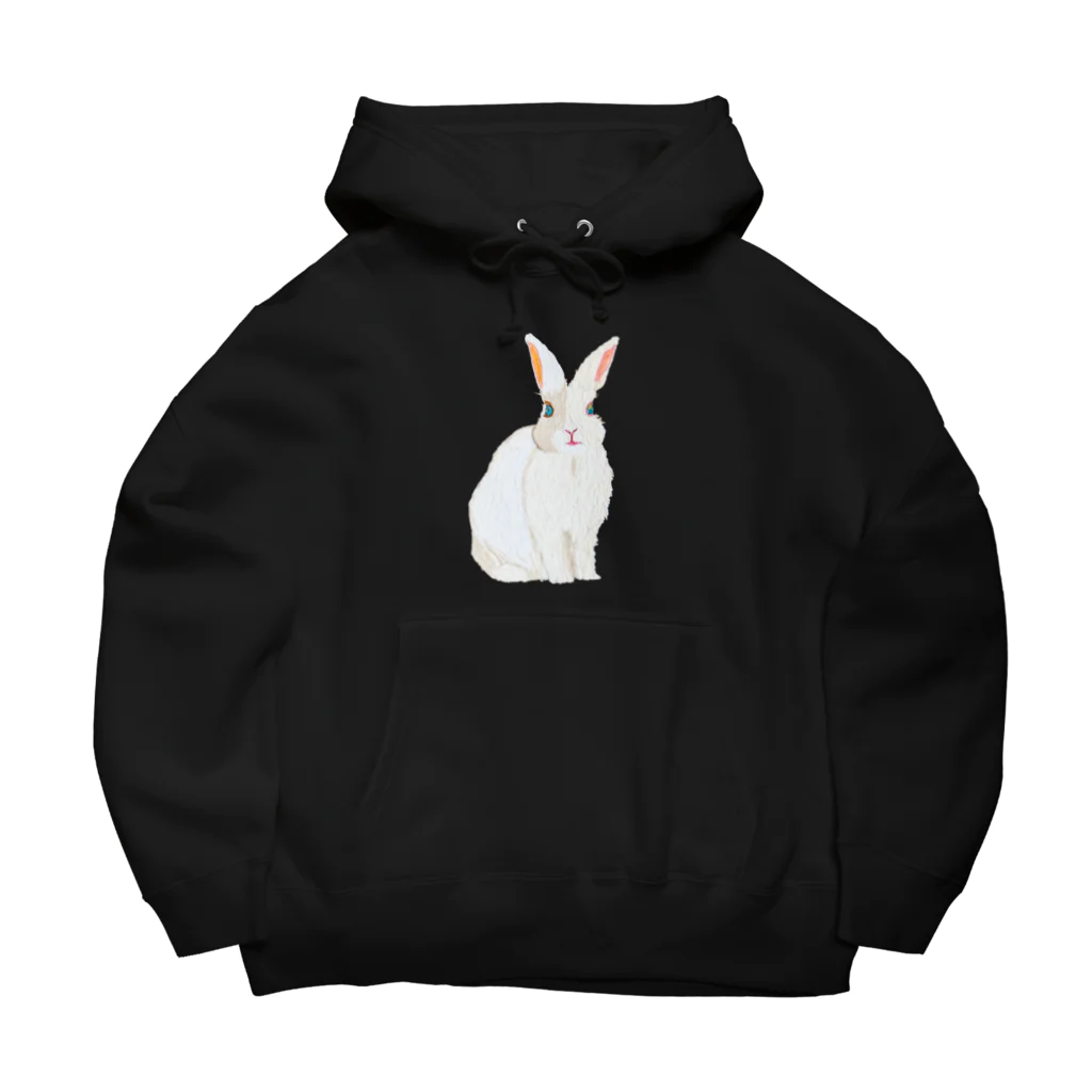 rabbit loverのフワフワうさぎ（白） Big Hoodie