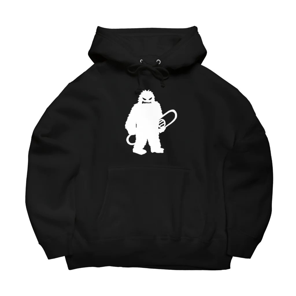 QUQU_WORKSのスノーボードを抱えるイエティ ホワイト Big Hoodie