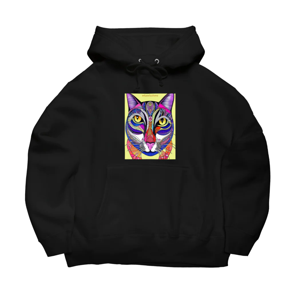 miamissioneのカラフルでエスニックテイストでポップな猫－Colorful, ethnic flavored, pop cat. ビッグシルエットパーカー