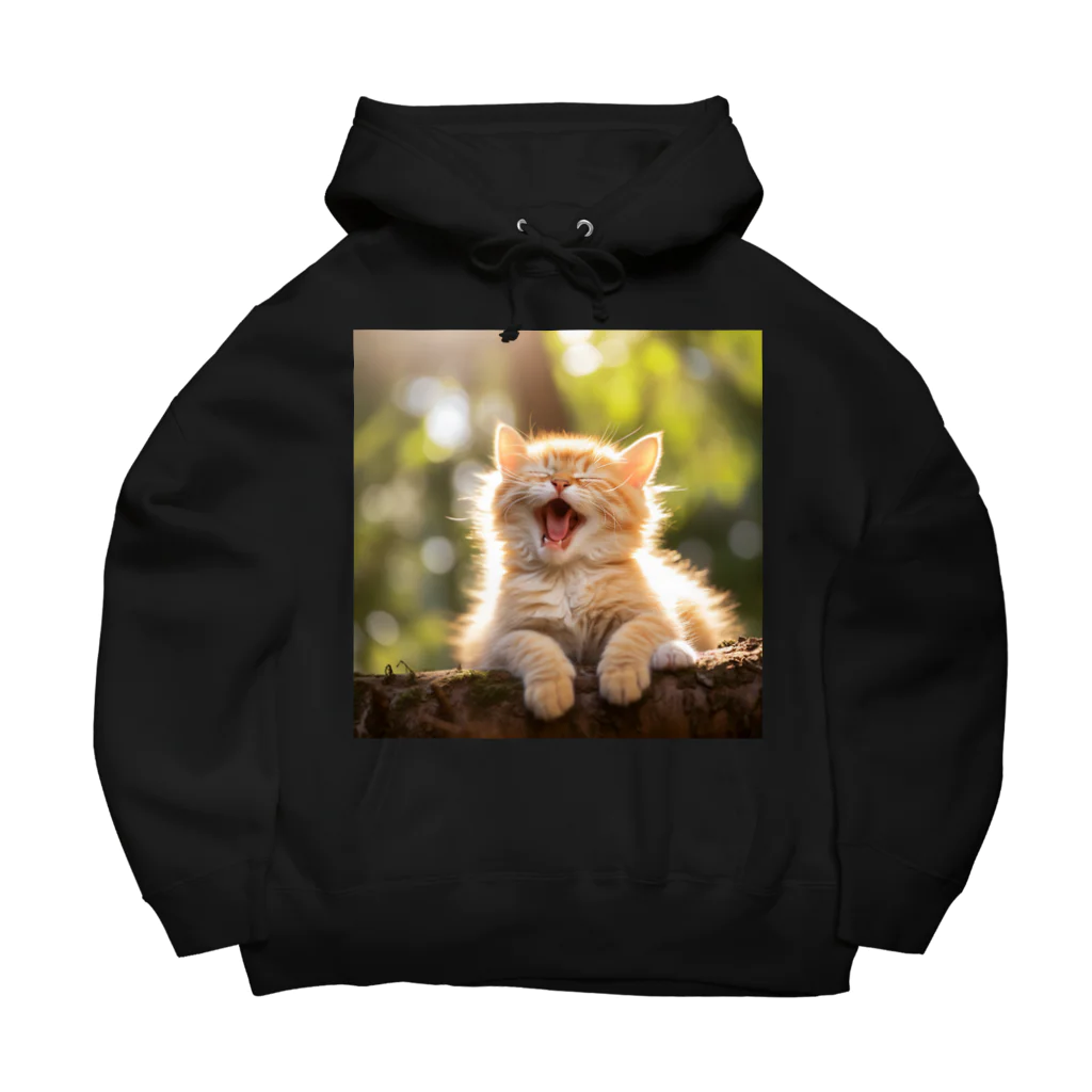 ショップ　猫まみれの子猫のあくび　yawning kitty Big Hoodie