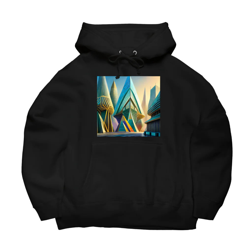 のんびりアート工房のジオメトリック都市 Big Hoodie