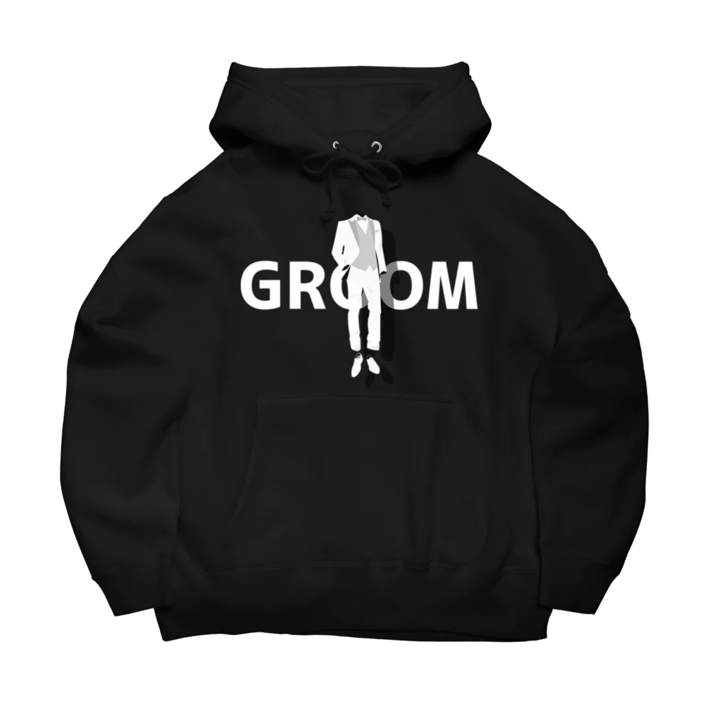 ペアTシャツ屋のシバヤさんのペア(GROOM)タキシード_白_FW ビッグシルエットパーカー