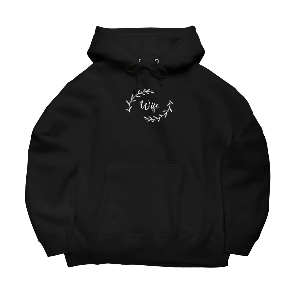 ペアTシャツ屋のシバヤさんのペア(Wife)リーフ_白 Big Hoodie