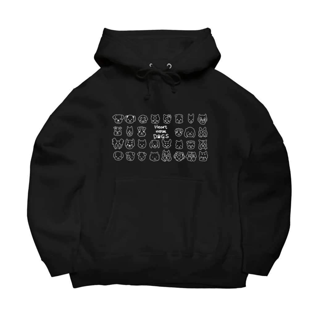 Heart nose DOGSのHeart nose DOGS（横長白インク） Big Hoodie