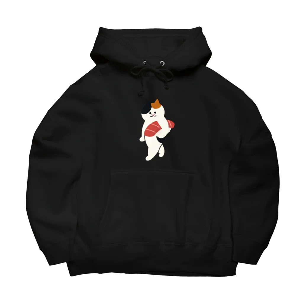 SUIMINグッズのお店の【中】まぐろの握り寿司を自慢げに運ぶねこ Big Hoodie