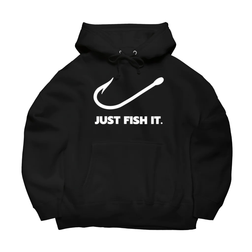 gemgemshopのJUST FISH IT (白) ビッグシルエットパーカー