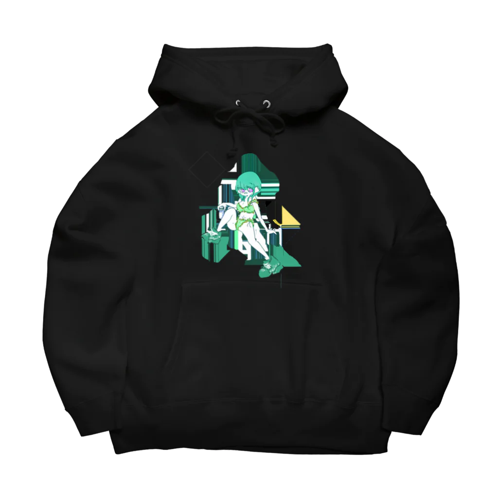 無価値の現実逃避ガール 💚 Big Hoodie