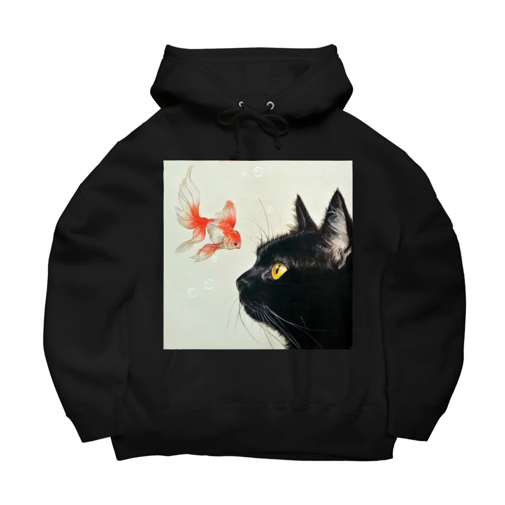 おちょぴの金魚と黒猫 Big Hoodie