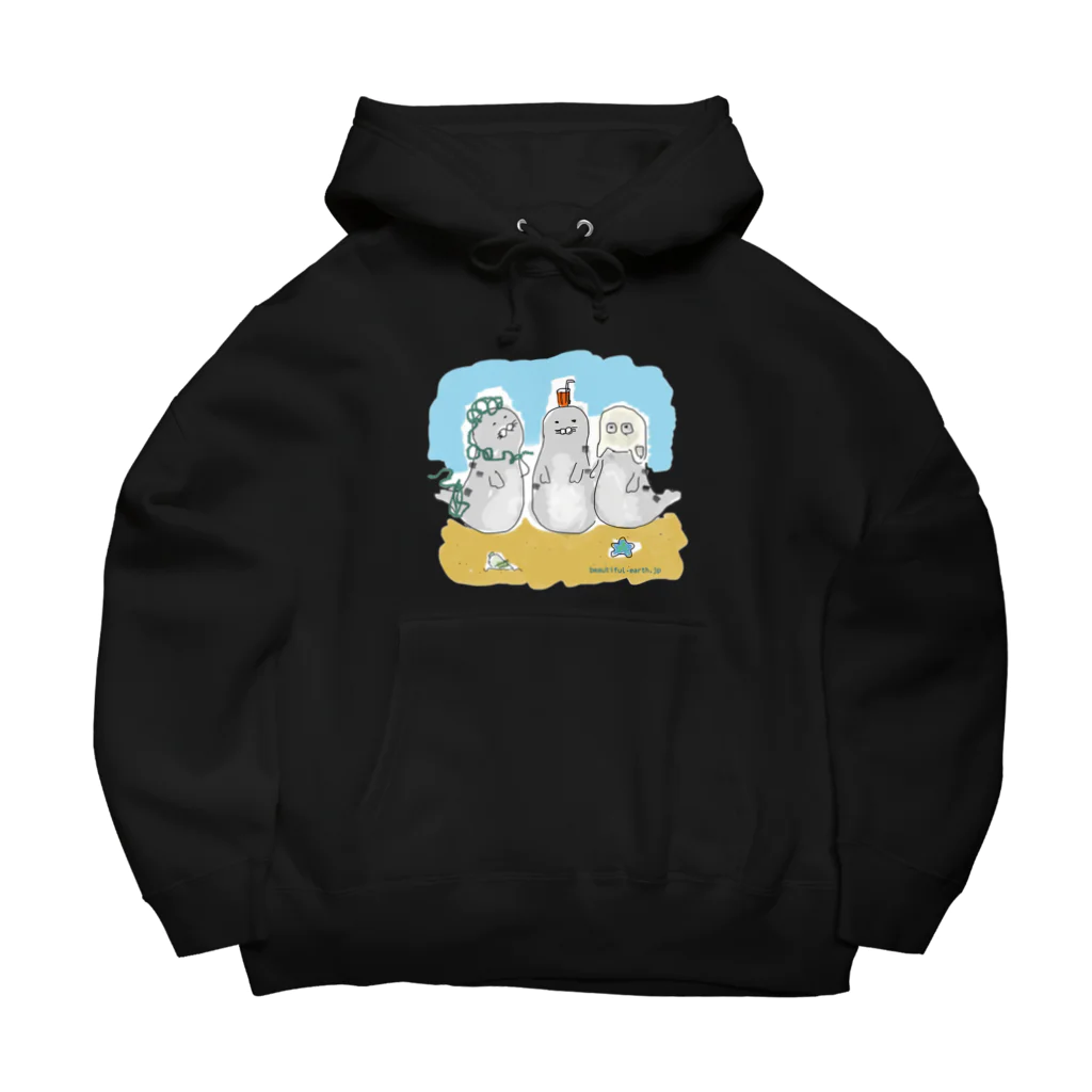 Beautiful Earthの海ゴミに悩むアザラシ3兄弟 Big Hoodie