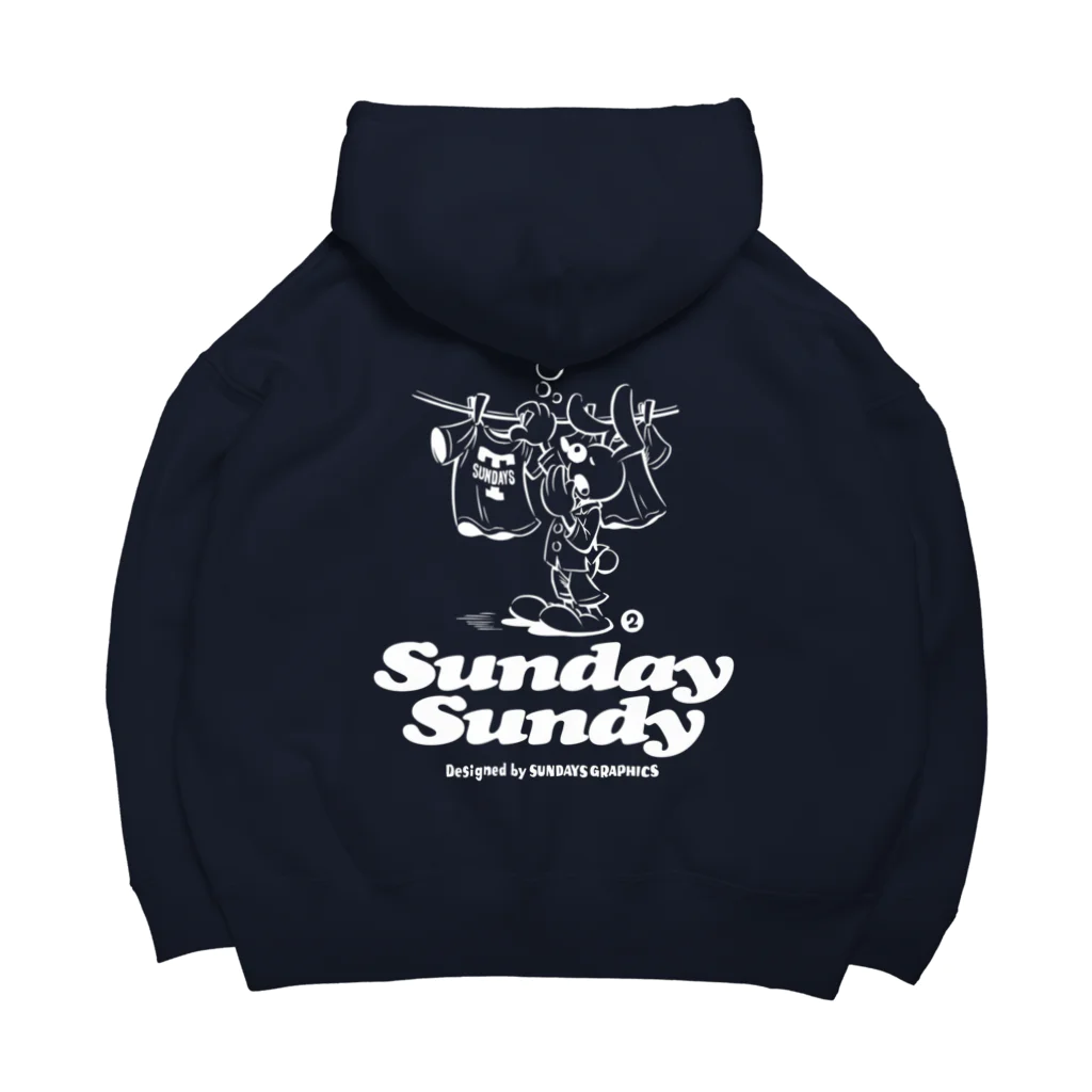 SUNDAYS GRAPHICSのSUNDAY SUNDY No.2 (白ロゴ) ビッグシルエットパーカー