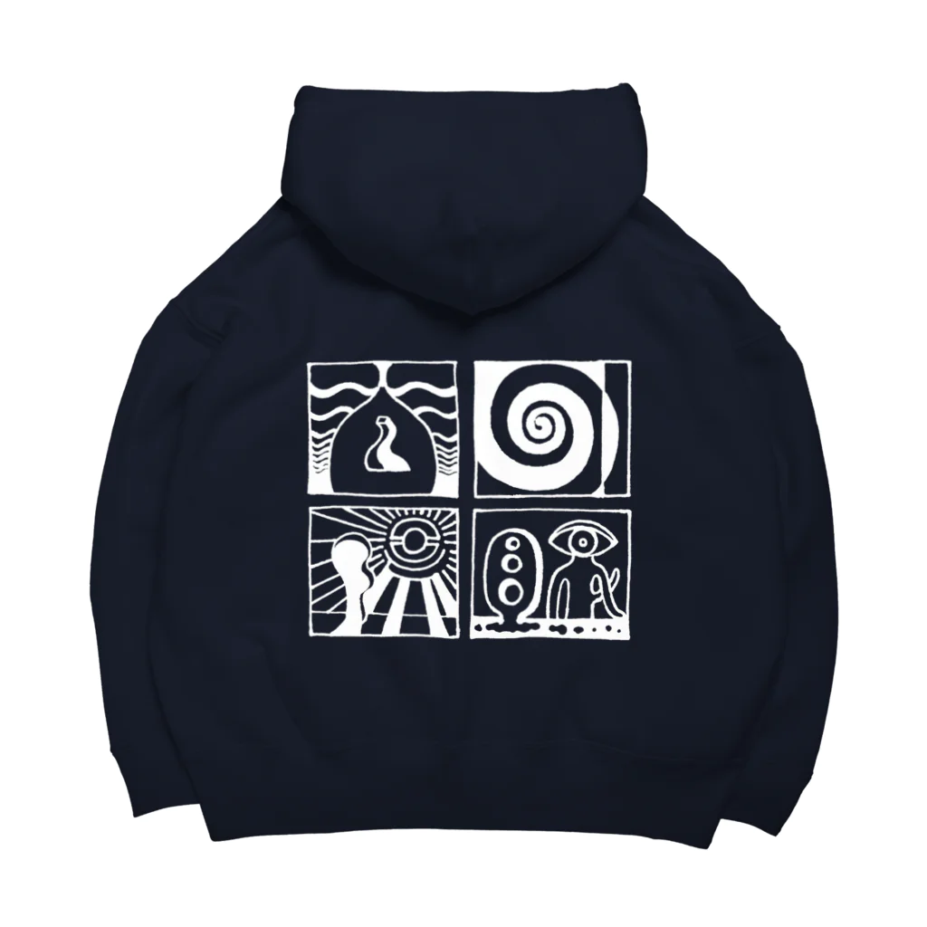 太陽の眼の太陽の眼 文字絵(白/背面) Big Hoodie