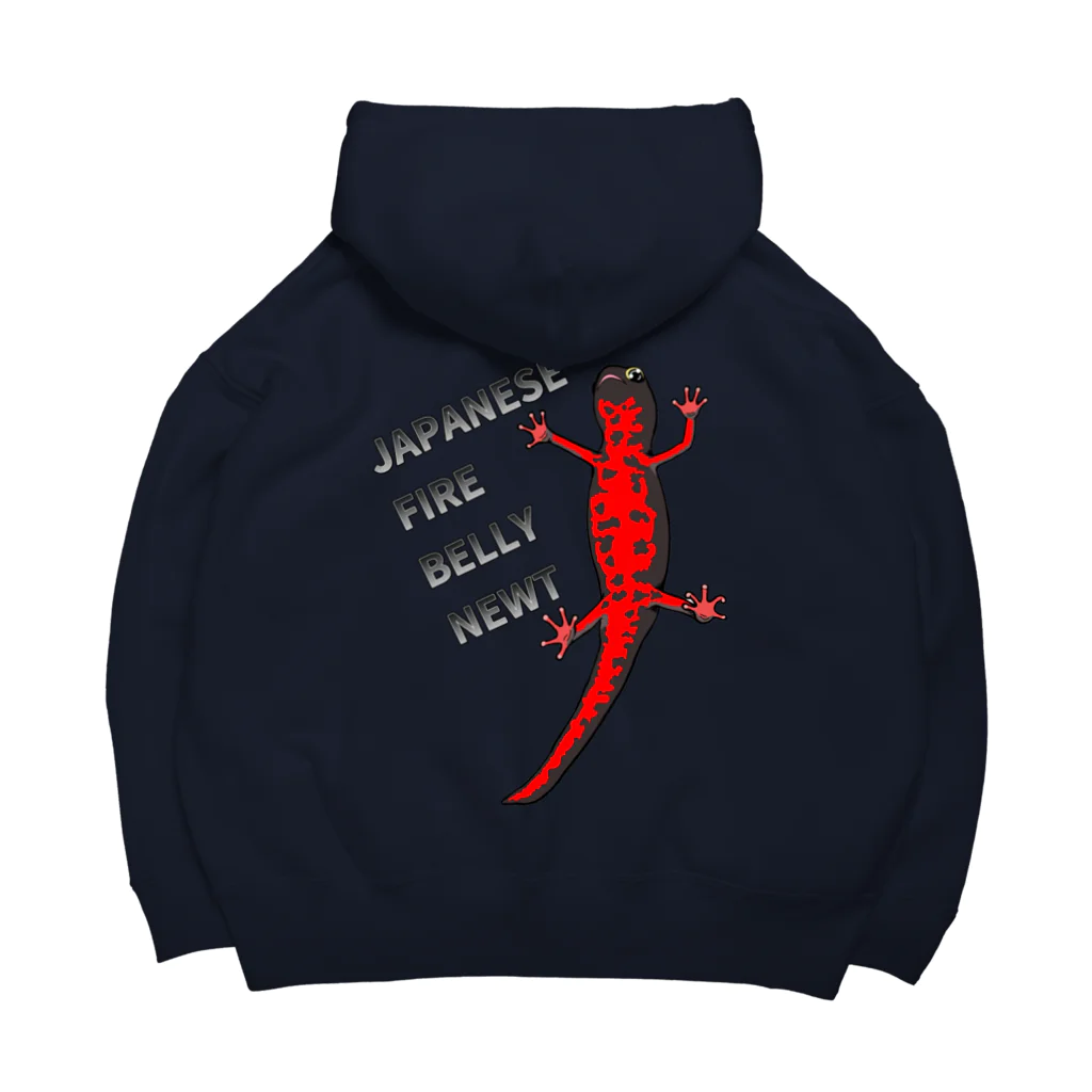 LalaHangeulのJAPANESE FIRE BELLY NEWT (アカハライモリ)　　バックプリント Big Hoodie