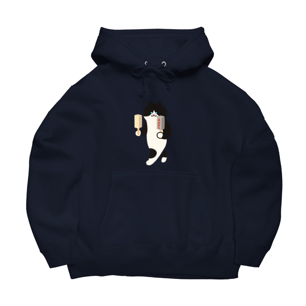 SUIMINグッズのお店の【中】ミルクアイスをまじめに運ぶねこ Big Hoodie