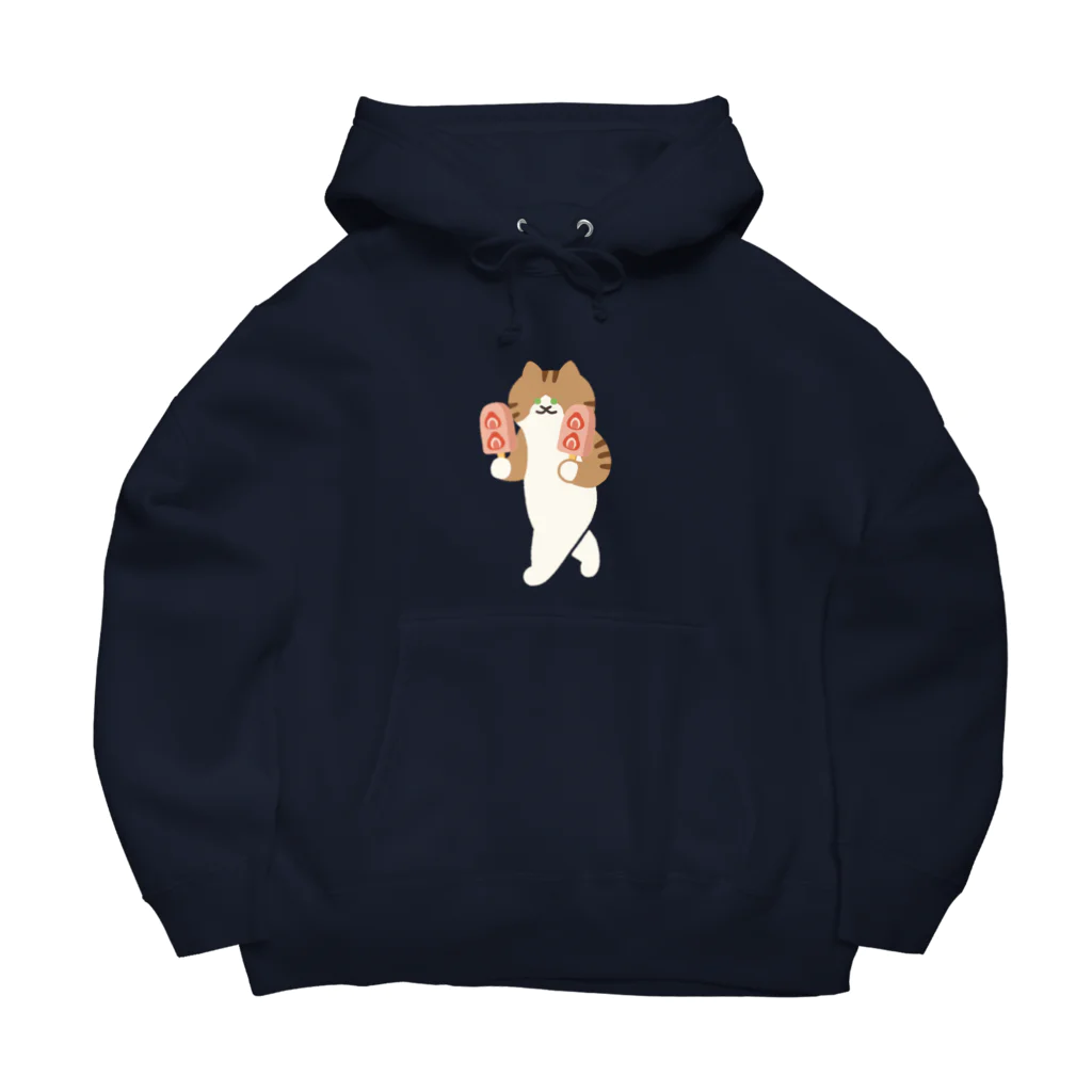 SUIMINグッズのお店の【中】いちごアイスをあざとく運ぶねこ Big Hoodie