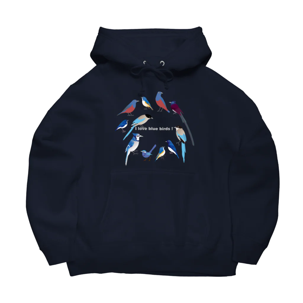 エダマメトイチ雑貨店のI love blue birds 1 小 Big Hoodie