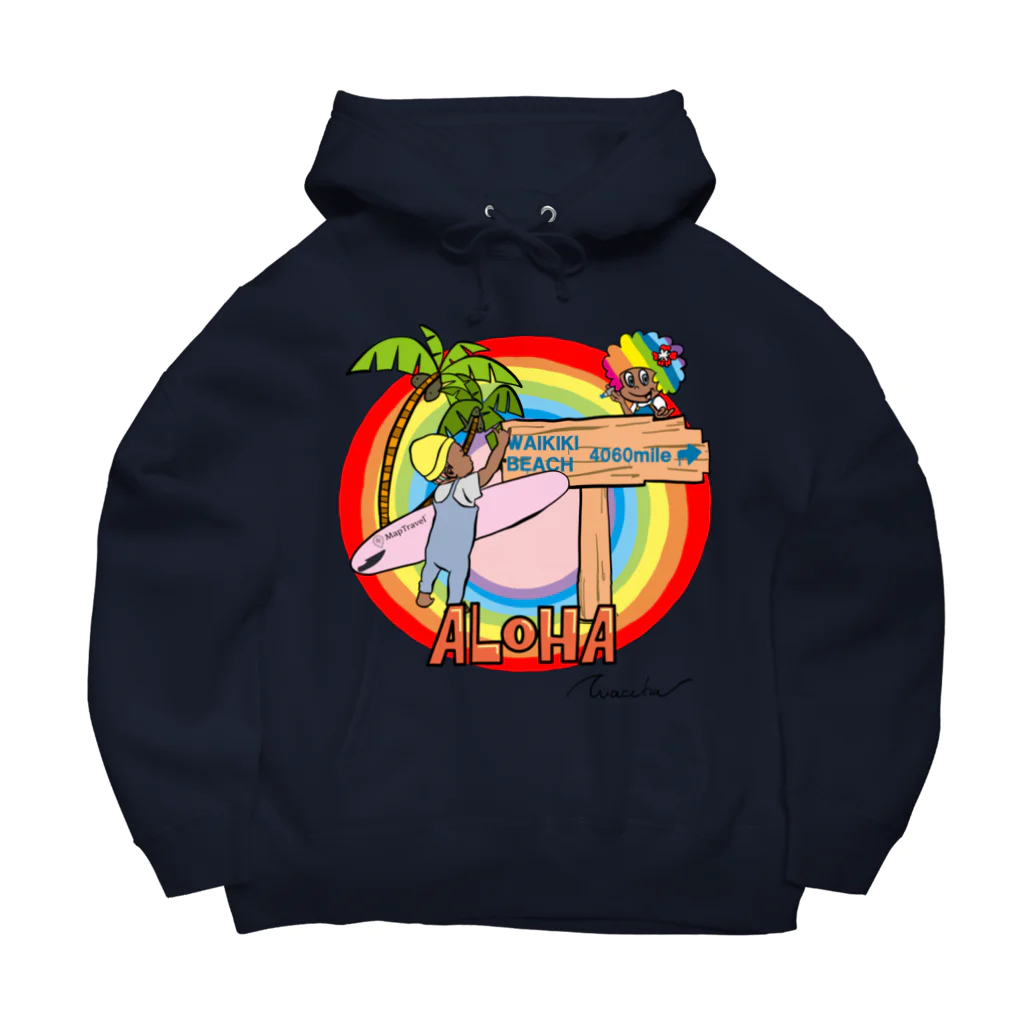 ハワイが大好きな女の子『HENOHENO MAPPY』のx waccha コラボデザイン2 Big Hoodie