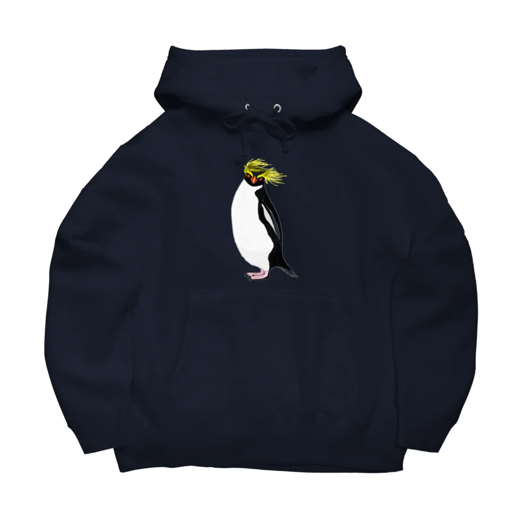 LalaHangeulの　風に吹かれるイワトビペンギンさん(文字無しバージョン Big Hoodie