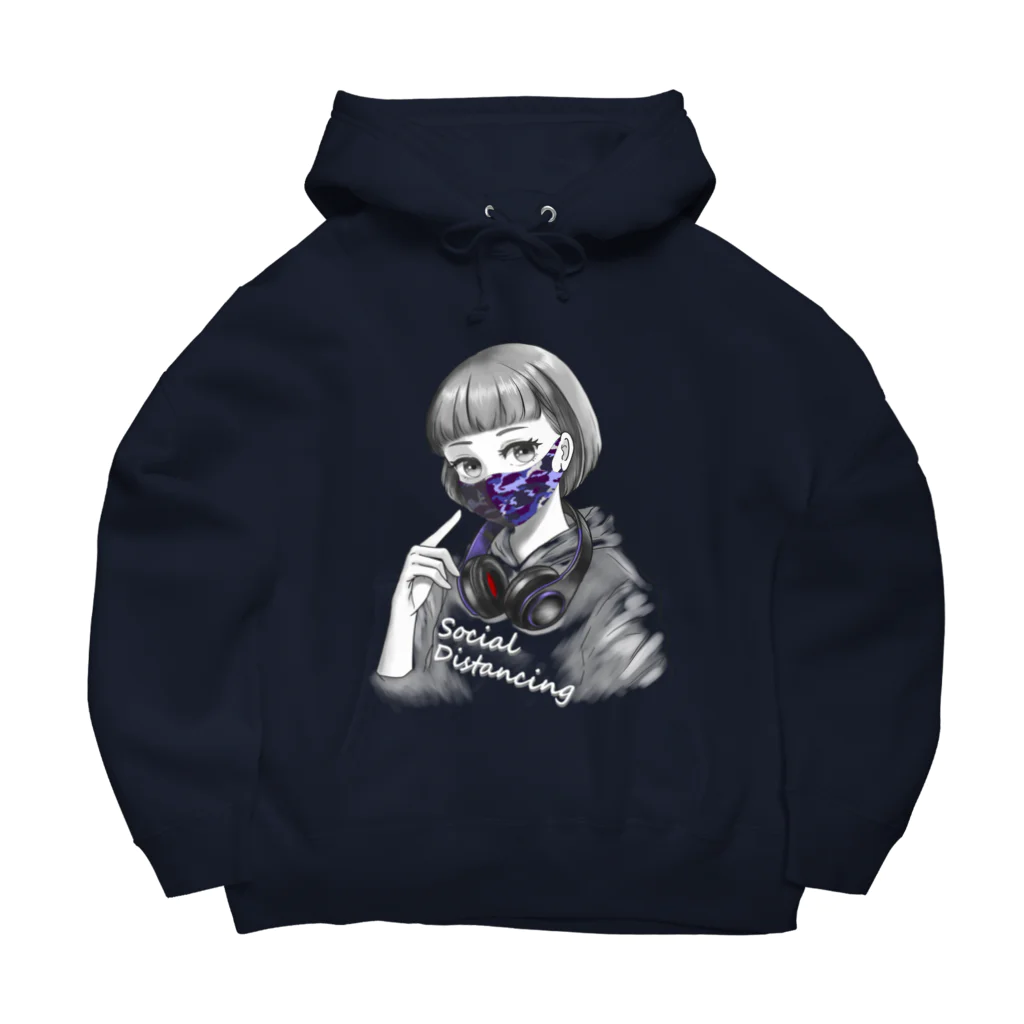 和温堂の迷彩マスク  パープル　文字白 Big Hoodie