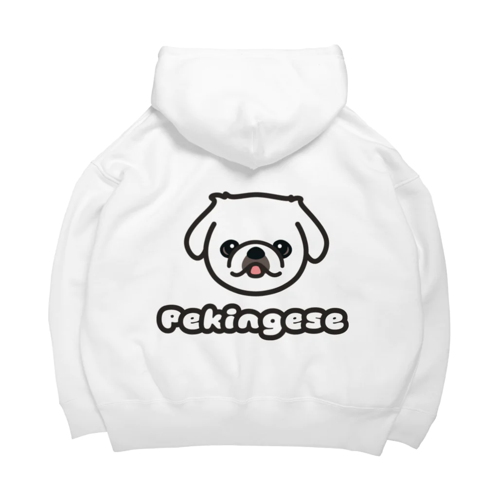 ペキニーズくらぶ（SUZURI支店）のペキニーズ・ホワイト（サマーカット）（顔だけ） Big Hoodie