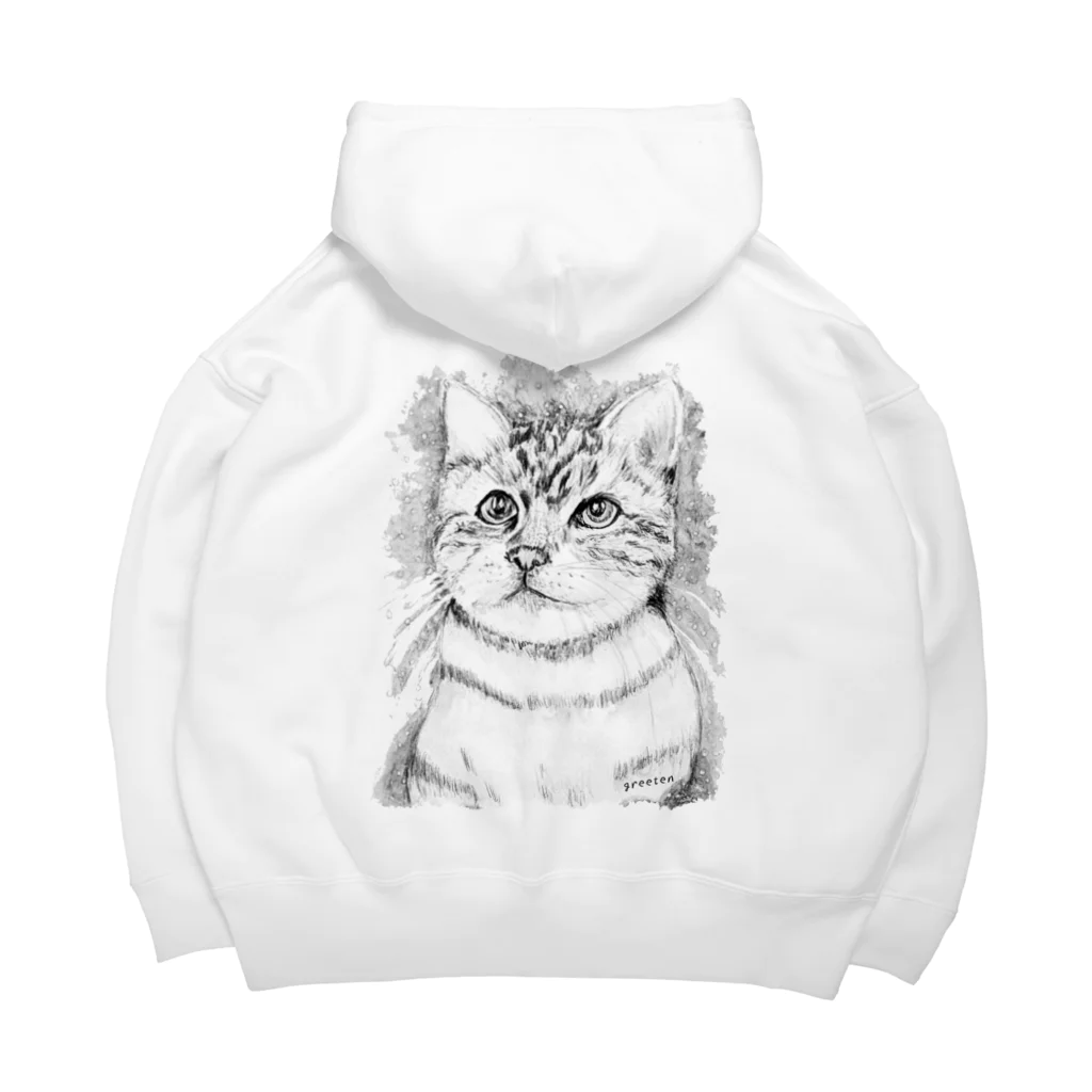 greetenのアート猫　モノクロ　 Big Hoodie