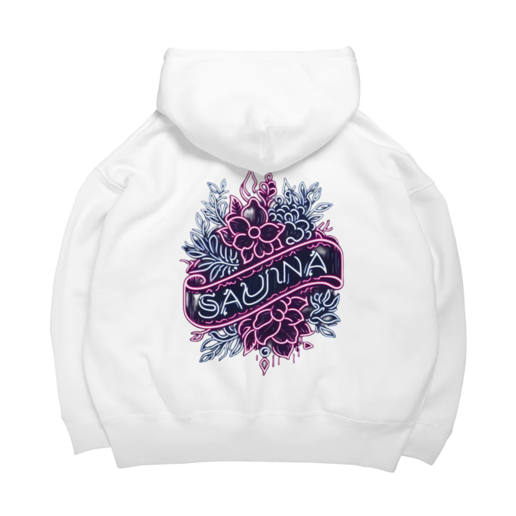 N SAUNA LOGOのネオン風花柄サウナロゴ11　花柄ver.4 Big Hoodie