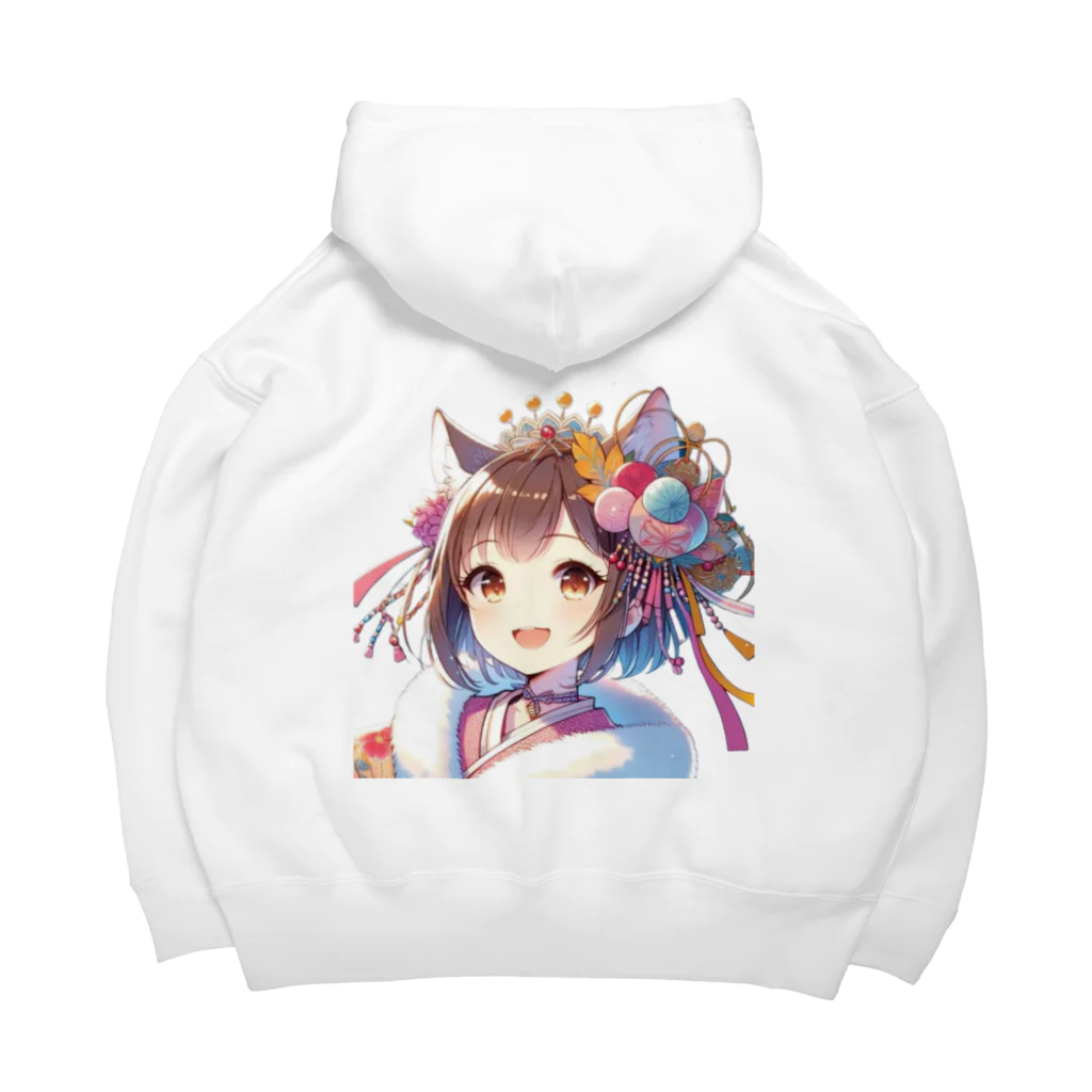 Happy Hub"（ハッピー・ハブ）の猫ギャル振り袖 Big Hoodie