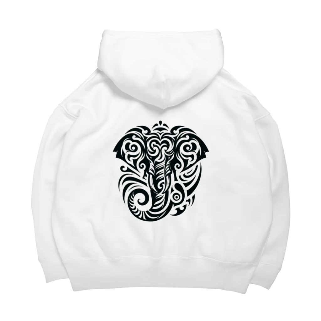 Nk-shopのElephant Tribal king Big Hoodie