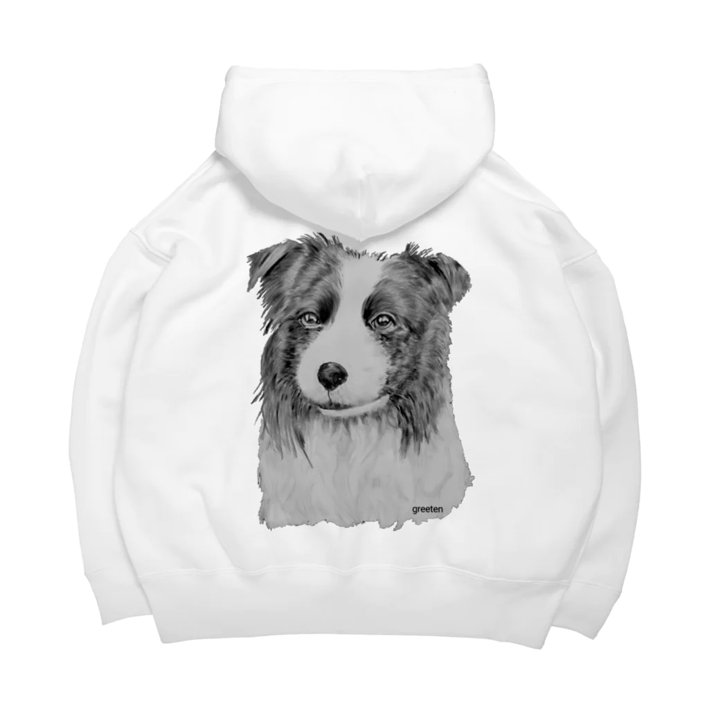 greetenのボーダーコリー　アート犬モノクロ Big Hoodie